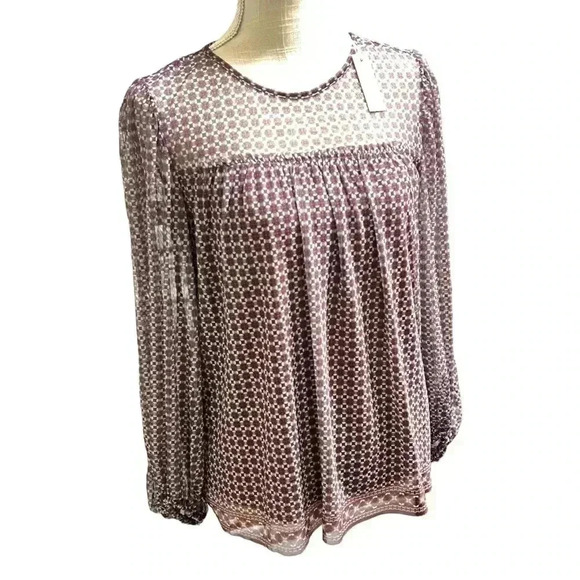 Women’s Max Studio Mesh Blouse Shirt•NWT•Size S•Rust,Yellow,Cream and Gr… - Picture 4 of 6